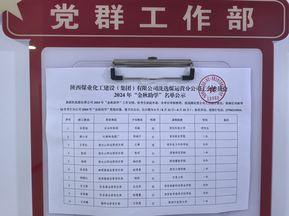 陜煤建設洗選煤運營公司：丹桂飄香步蟾宮 金秋助學暖人心